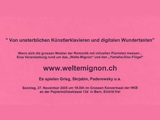 Welte-Mignon Programm